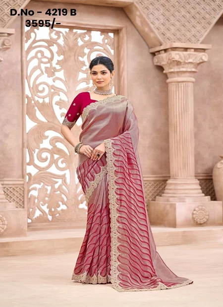 4219a To 4219e By Manjula Viscose Fabric With Work Saree
